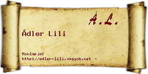 Ádler Lili névjegykártya